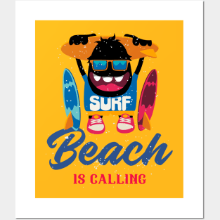 surf the beach is calling Posters and Art